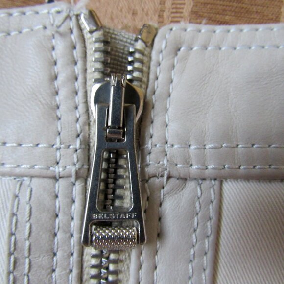 Belstaff Pencil Skirt, Leather Trim, Beige, sz.S, waist 26in,lined, cotton blend - Picture 6 of 8